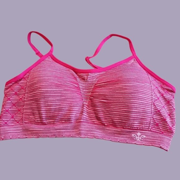 Lily Of France Seamless Bralette With Adjustable Straps S/M Pink & Black - Picture 6 of 16